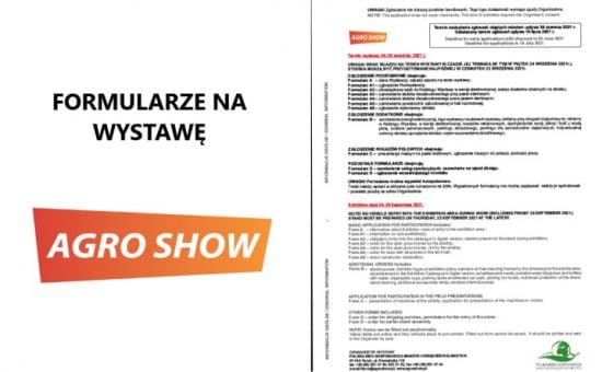 Formularze na wystawę AGRO SHOW