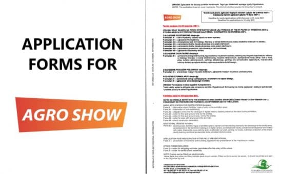 Application forms for the AGRO SHOW exhibition