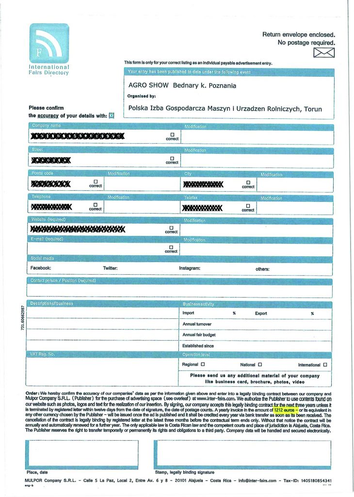 Aktualizacja bazy wystawców