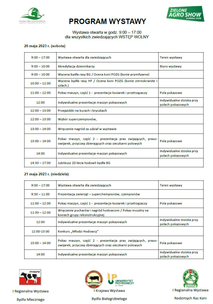 Bogaty program wystawy Zielone AGRO SHOW 2023